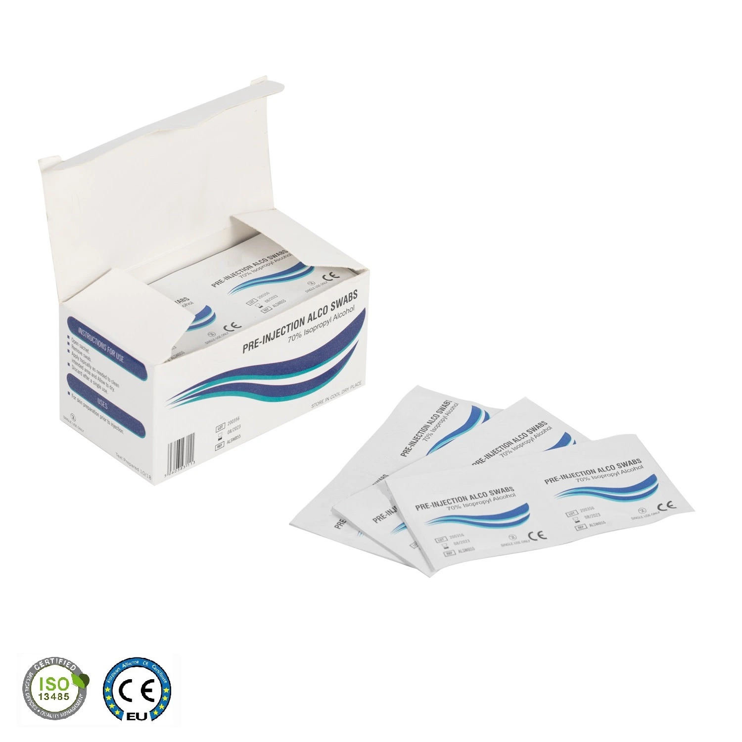 CE 100PCS Saturated 75% Ethyl Alco Pads Disposable Medical Supplies 70% Isopropyl Alcohol Pad for Disinfection Use