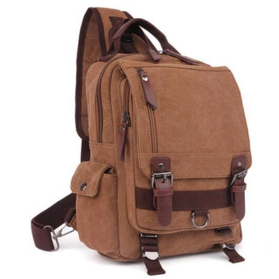 Trendy Single Shoulder Large Capacity Canvas School Backpack Outdoor Adventure Hiking Bag Sy7859