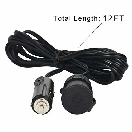 12V 24V Cigarette Lighter Extension Cord Cable 3.5m/12FT Car Charger with Cigarette Lighter Socket Black