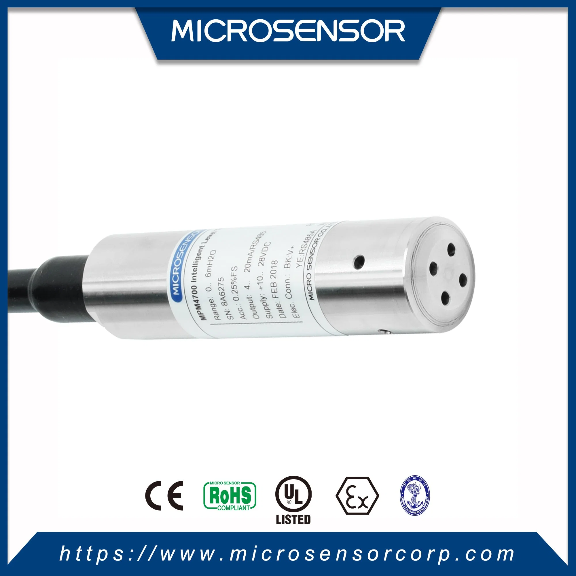 4~20mA Output Digital HART RS485 Water Tank Intelligent IP68 Customized Level Transmitter MPM4700