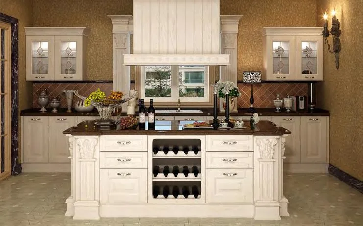 Modern Apartment European Classic Wood Kitchen Cabinet Modern Flat