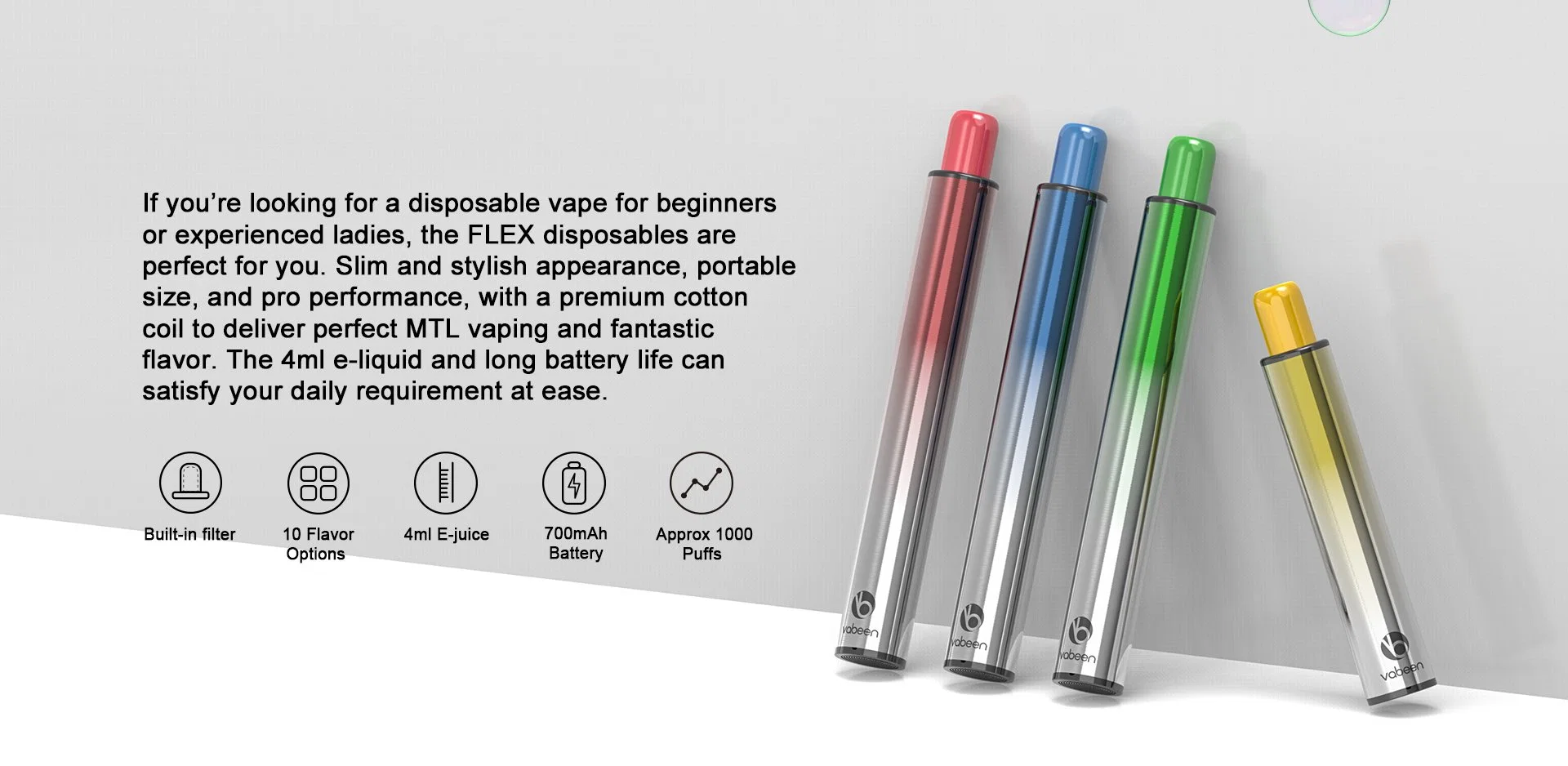 France Hot Selling Vabeen Disposable/Chargeable Vape Pen with Soft Silicone Mouthpiece 10 Flavors Tpd Certification Vaporizer 758puffs