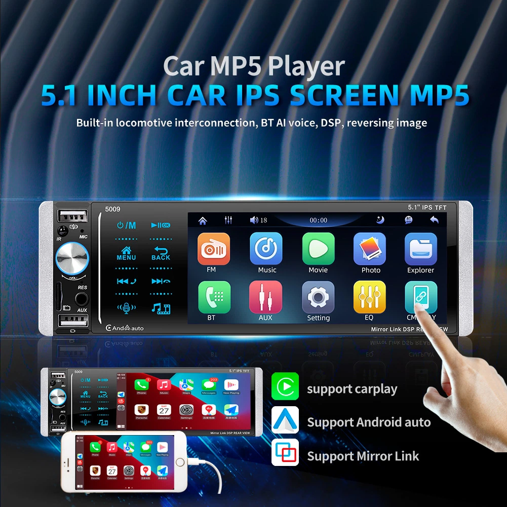 New One DIN Car Stereo Video Radio MP5 Player with Bluetooth, Aux, USB