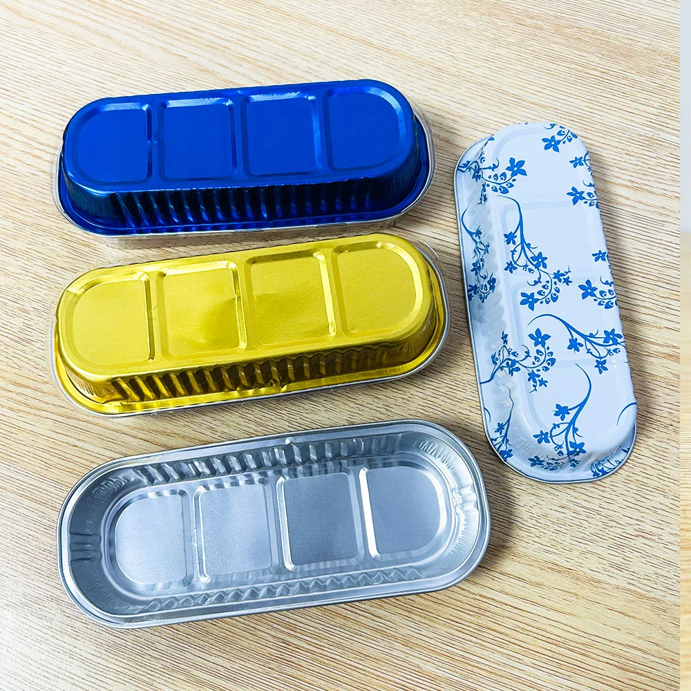 Rectangular Baking Dish Pans Logo Disposable Dessert Boxes Color Pudding with Lid Pan Cakes Aluminum Foil Baking Cups