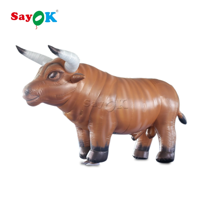 8.2FT Vivid Design Inflatable Spanish Bullfighting Inflatable Moving Bull Costume for Event Party Cartoon Animal Mascot Model for Outdoor Events