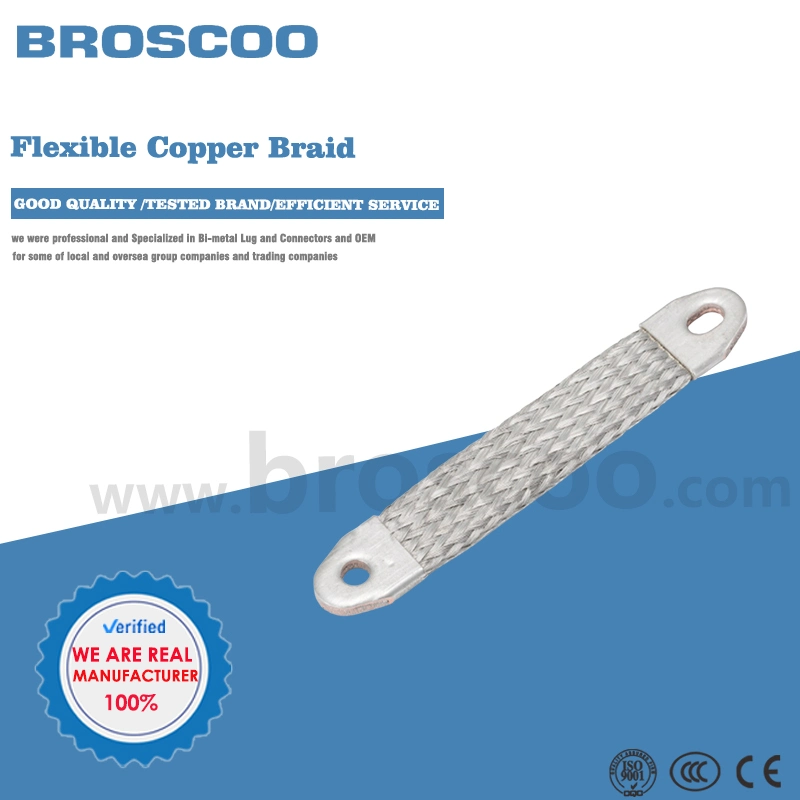 Braided Copper Grounding Strap, Flexible Electrical Copper Braided Connectors