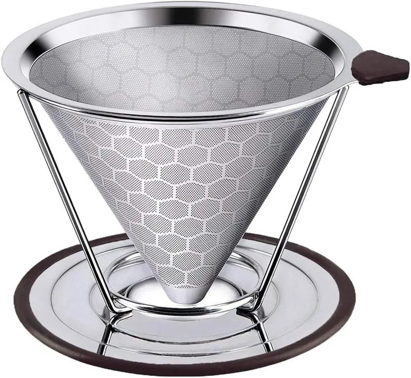304 Stainless Steel Double-Layer Drip Coffee Pot Filter Coffee Filter Dripper