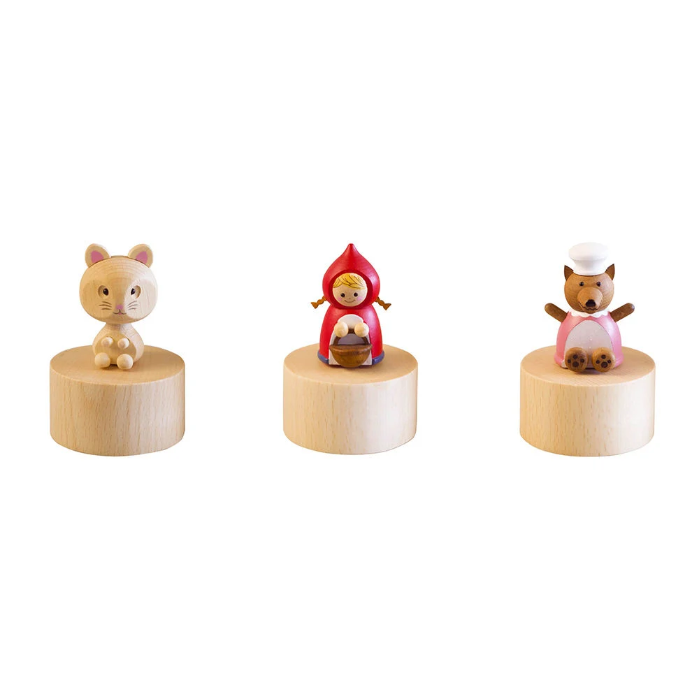 Creative Cute Animals Wind up Customized Song Wood Mini Music Box for Gifts