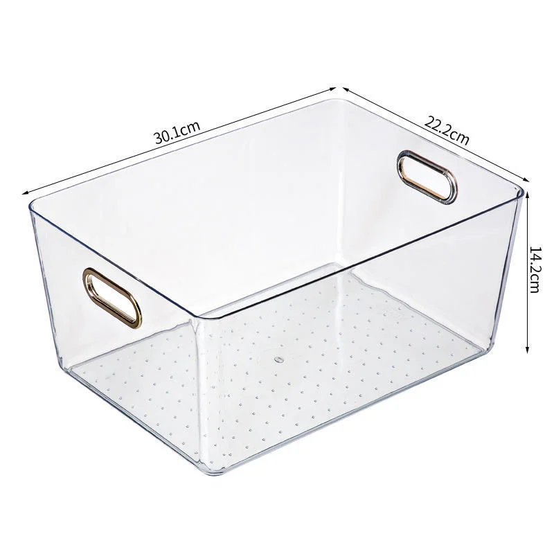 Home Plastic Gold Desk Bathroom Durable Transparent Storage Organizer Box