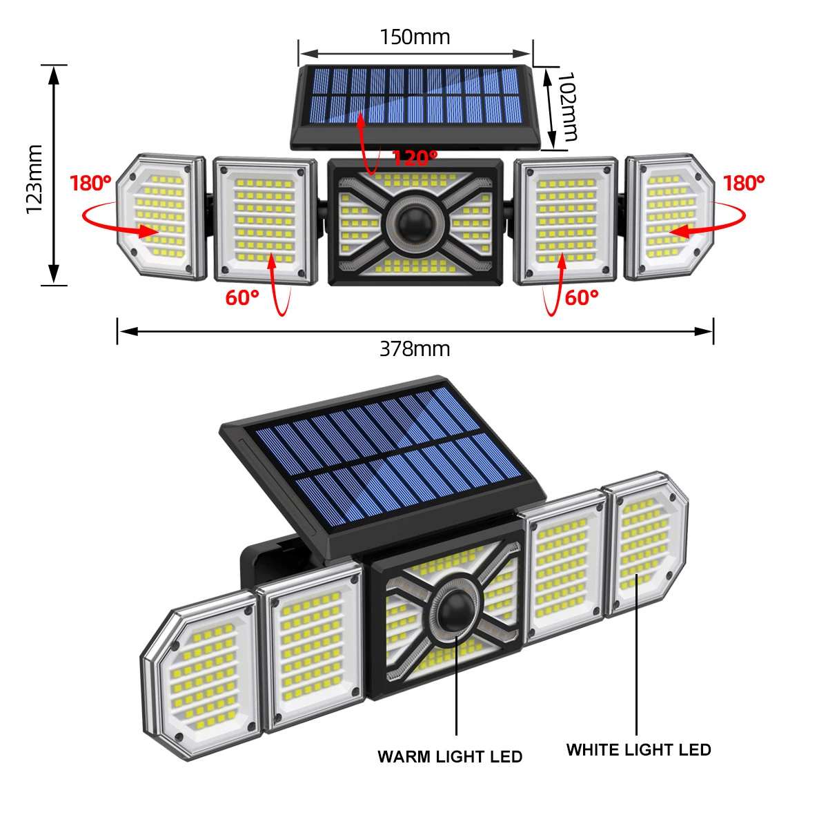 Certification CE mur solaire LED haute puissance Luminaire LED Rue lumière solaire avec HDG Pôle d'éclairage extérieur