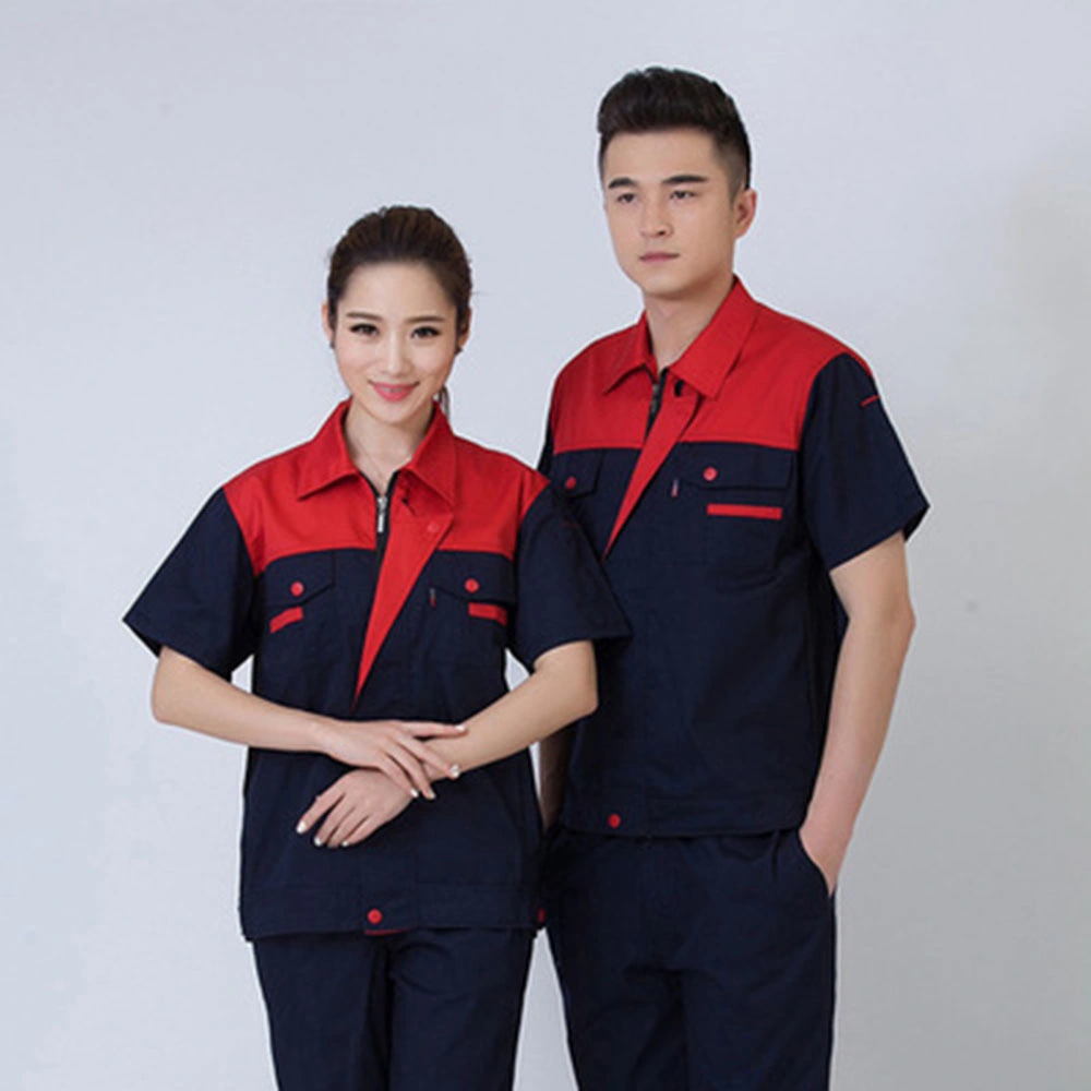 Short Sleeve Uniform Building Mining Clothing Mechanic Factory High-Quality Suit Wear-Resisting Labor Protection OEM Cotton Breathable Summer Sets Workwear