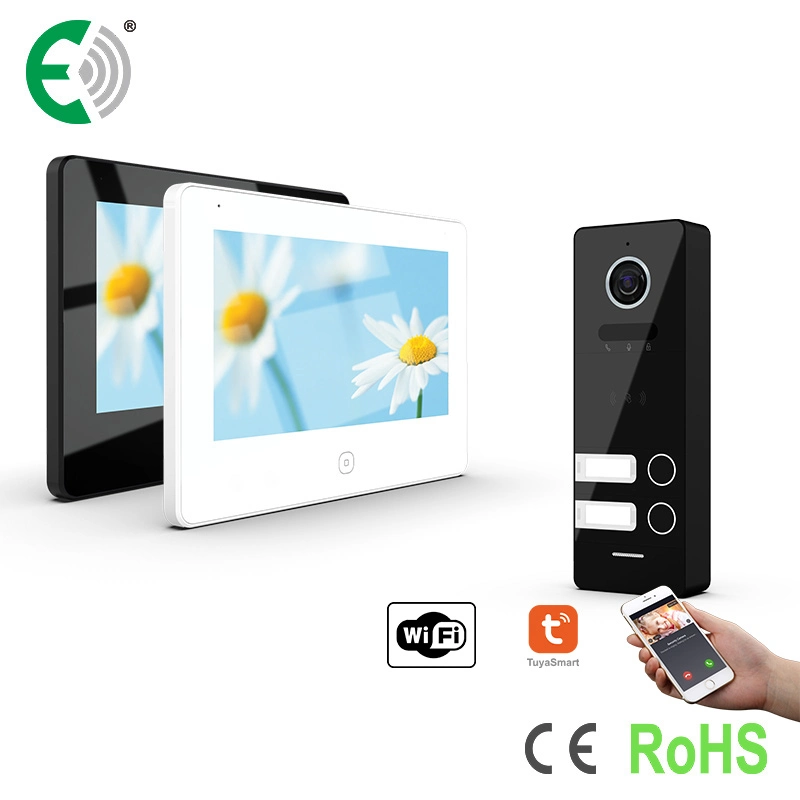 7" UTP/IP WiFi Touchscreen Intercom System für 2 Familien Video Türtelefon