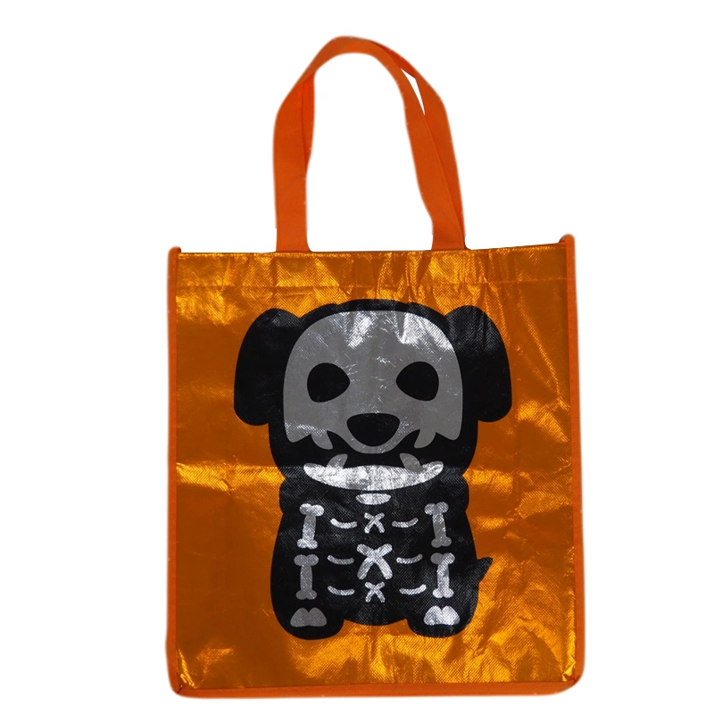 Reusable Biodegradable Halloween Handled Tote Bag with Shinny Effect Shopping Bag Candy Bag