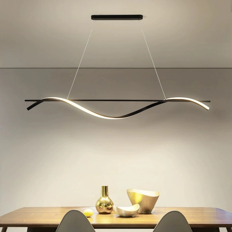 Smart Remote Control Modern LED Light Luxury Linear Aluminum Ceiling Lamp Chandelier