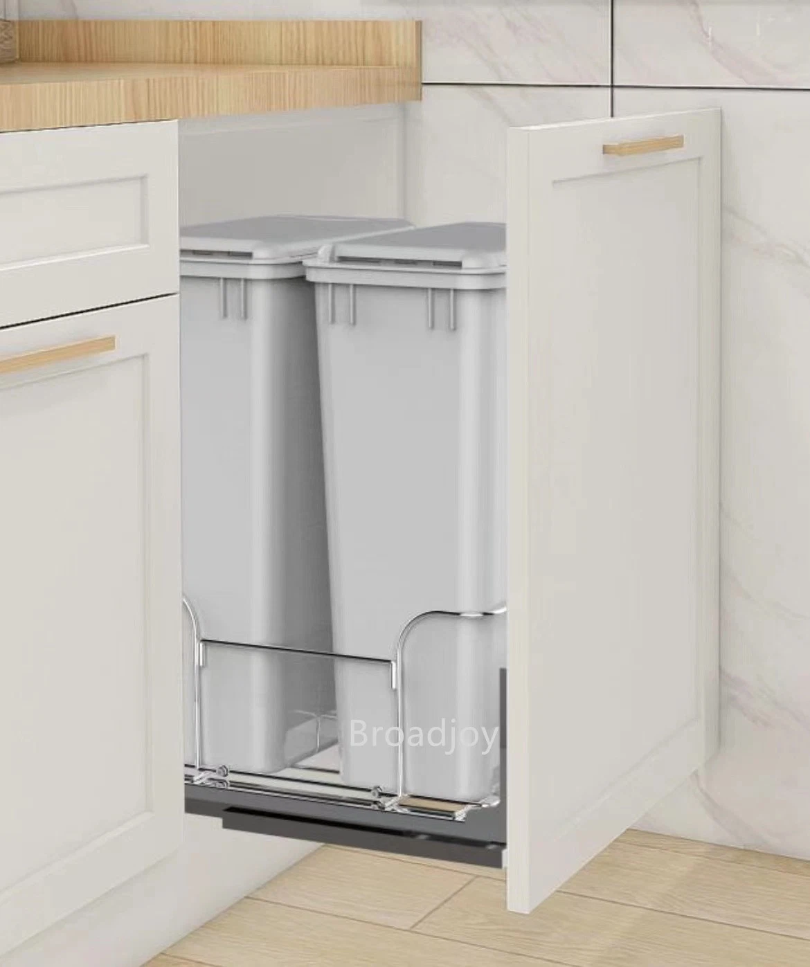 Kitchen Cabinet Sorting Bin or Under Sink Soft Close Pull out Plastic Trash Can