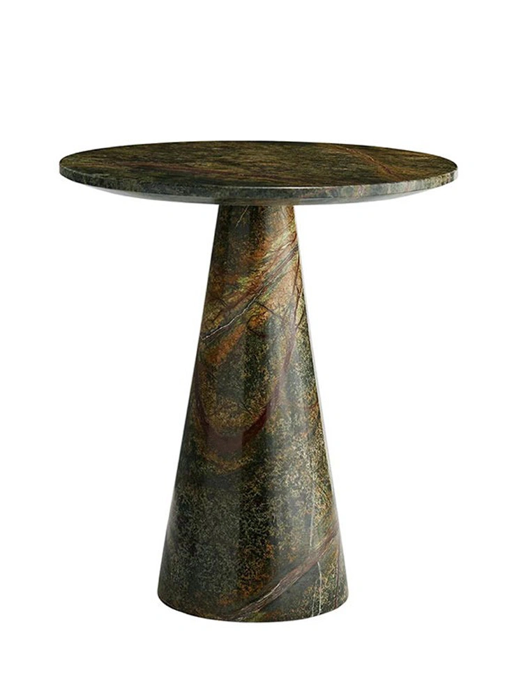 Vintage Luxury Design Bar Side Table Pedestal Taper Corner Side Table Stand Display Plinth Forest Green Marble Sofa Side Table Bedside Table