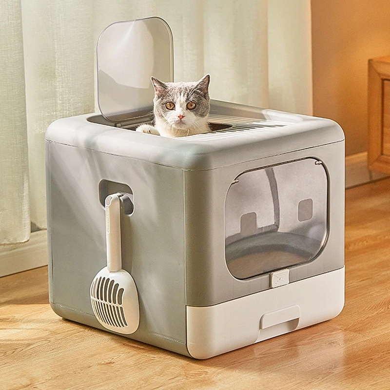 Unique Design Drawer Structure Double Entrance Extra Large Folding Enclosed Split Type Cat Litter Box with Lid