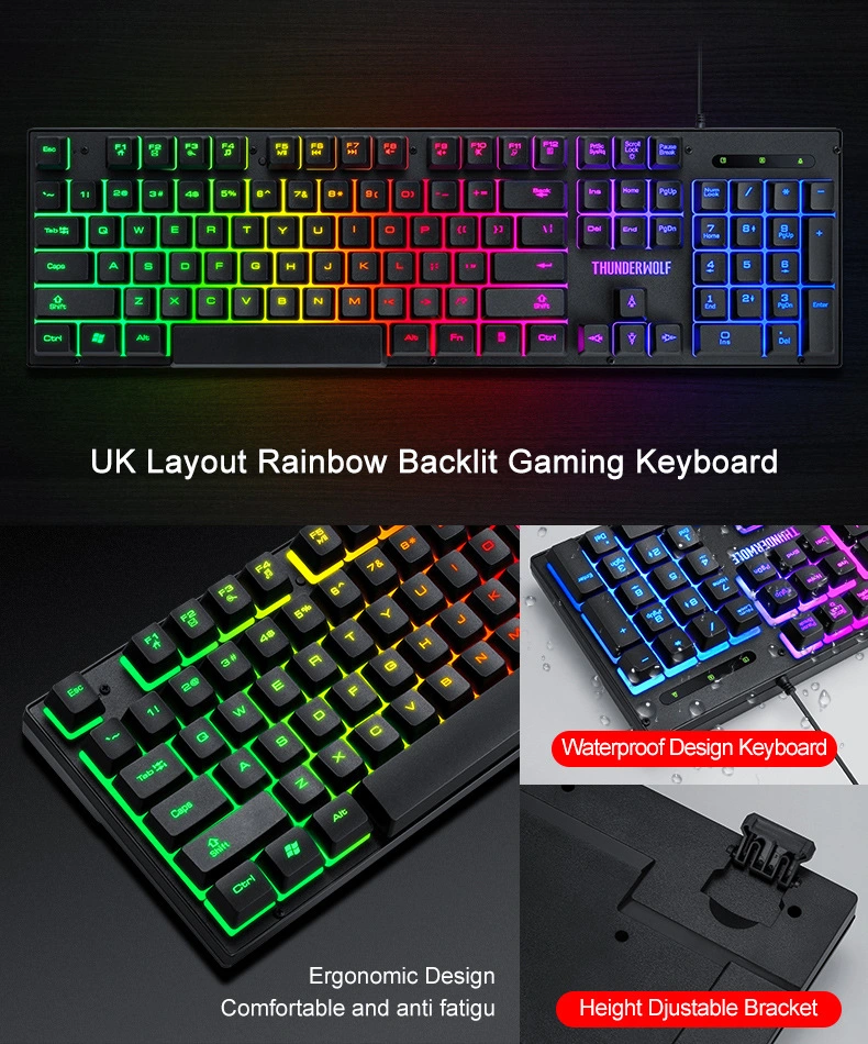 Gaming-Set kabelgebundenes RGB-Viererset Tastatur Maus Kopfhörer Headset Mousepad für Office