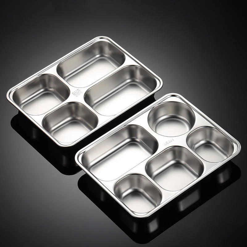 4 5 6 Grids Lattice Stainless Steel Mess Trays