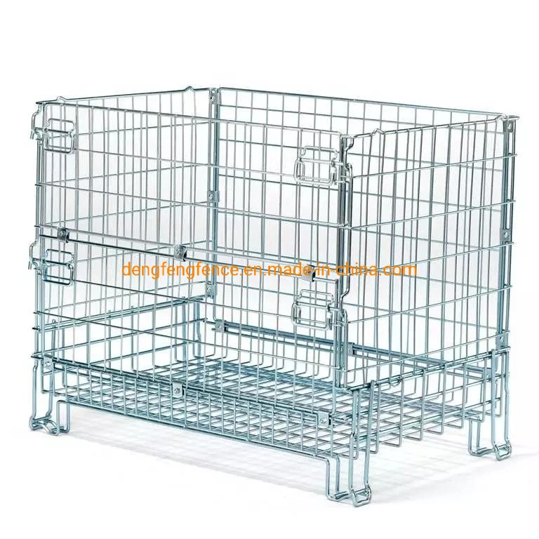 Warehouse Folding Heavy Capacity Collapsible Stainless Steel Wire Mesh Container