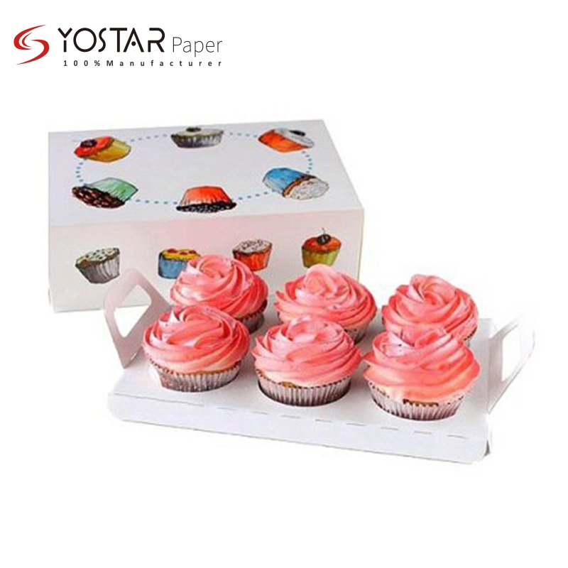 Caja de papel de regalo de embalaje a color personalizado para la comida de la torta de la taza