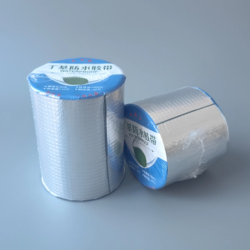 Factory Waterproof Adhesive Aluminum Foil Butyl Tape Flashing Bitumen Waterproof 1.5mm Thickness Butyl Rubber Tape