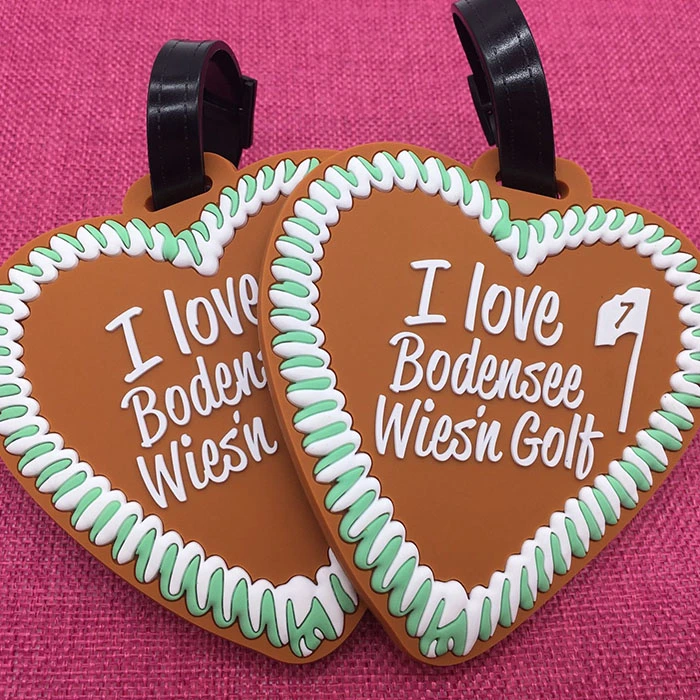 High Quality Cheap Price Custom Personalized Soft PVC 3D Love Shaped Luggage Tags
