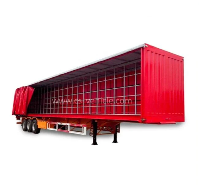 3 4 Axles Cargo Transport PVC Tarpaulin Sliding 40FT Curtain Side Semi Trailer Price