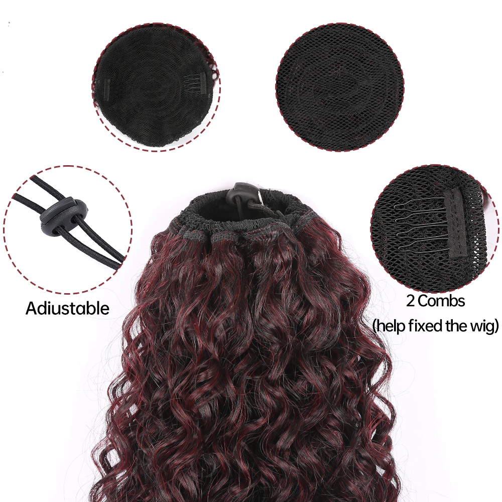 19" 100 G Adjustable Strap Drawstring Curly Long Synthetic Hair Easy to Install Ponytail