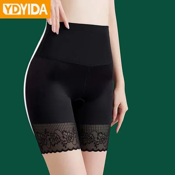 Abdominal Slimming Tummy Control Butt Lifting Ice Silk Shapewear Safety Pants Render Panties Lace Shorts Bottom Sexy Underwear Underpants