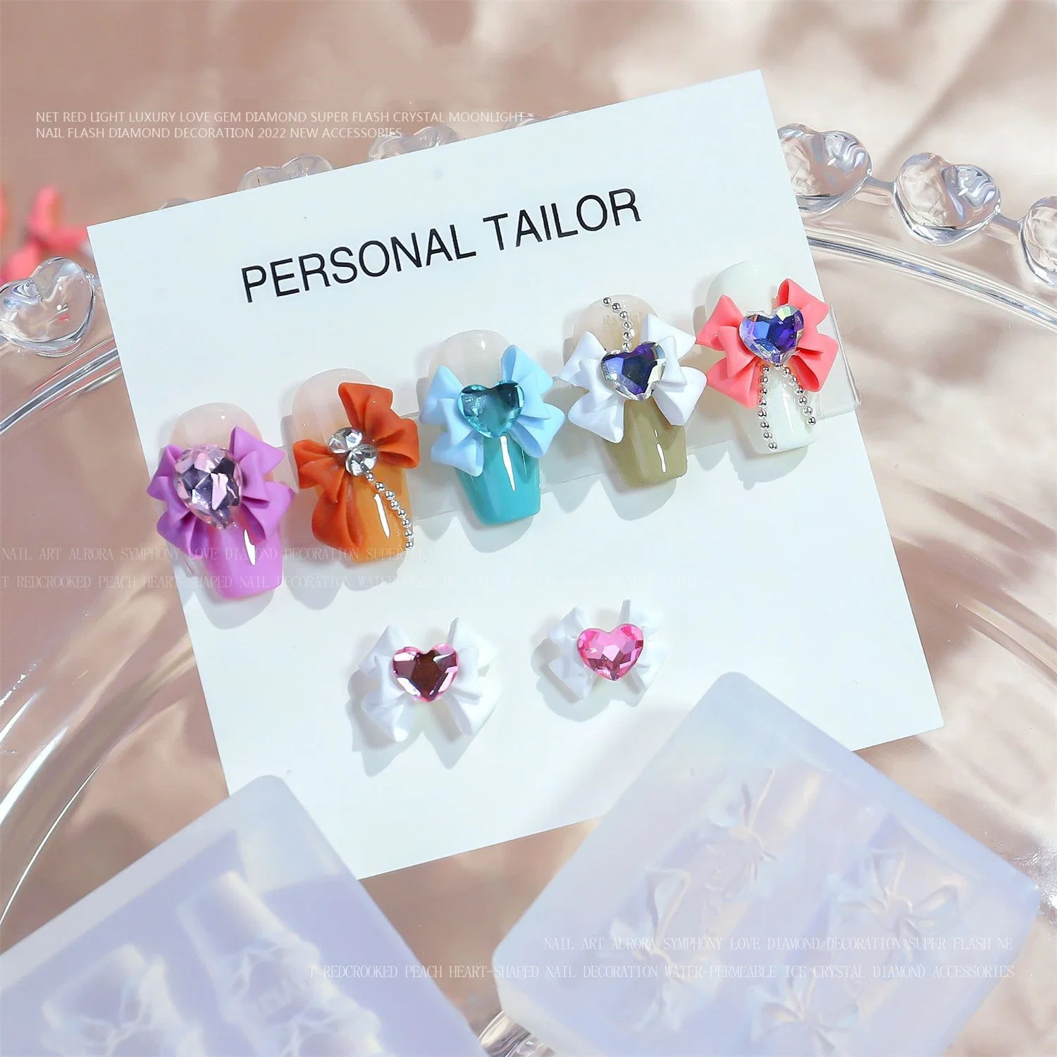 Moule d'Ongles Heart-Shaped Butterfly Charms Diamond DIY Sailor Moon Silicone allégement tridimensionnelles des fleurs de sculpture sur l'outil de décoration