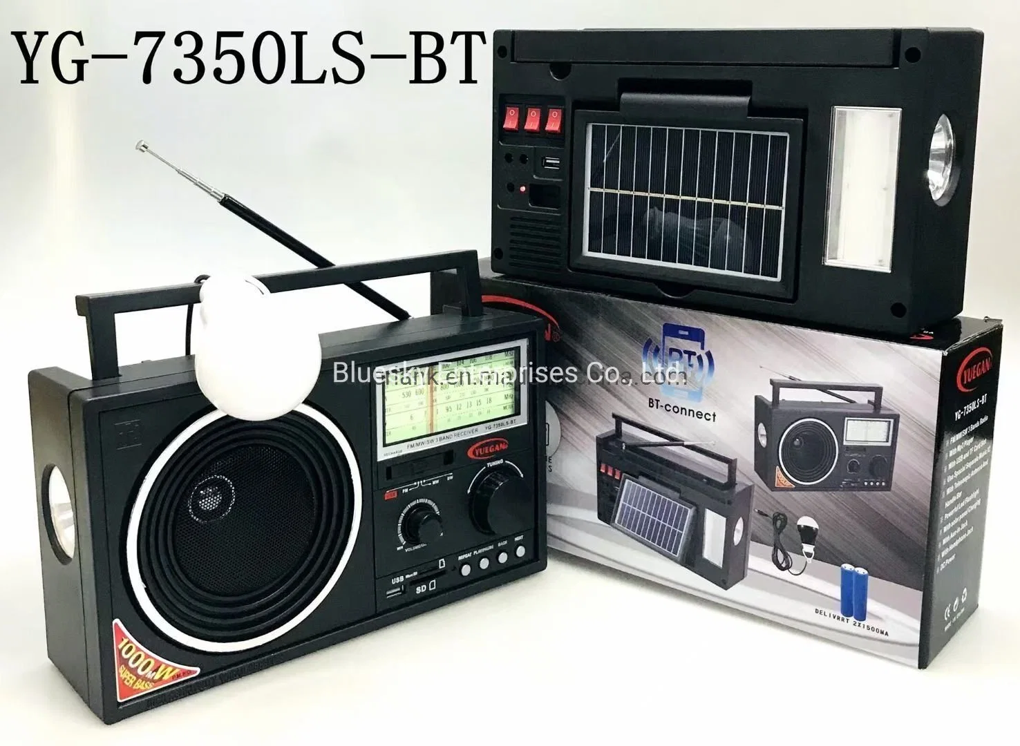 Yg7350us-Bt Meilleure vente FM RADIO MW Sw Multiband Lecteur MP3 avec TF SD USB Récepteur radio panneau solaire du monde extérieur