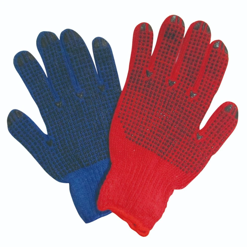 Slg-8003 T/C Yarn Gloves Cotton Gloves Dotted White Cotton with Dots Gloves