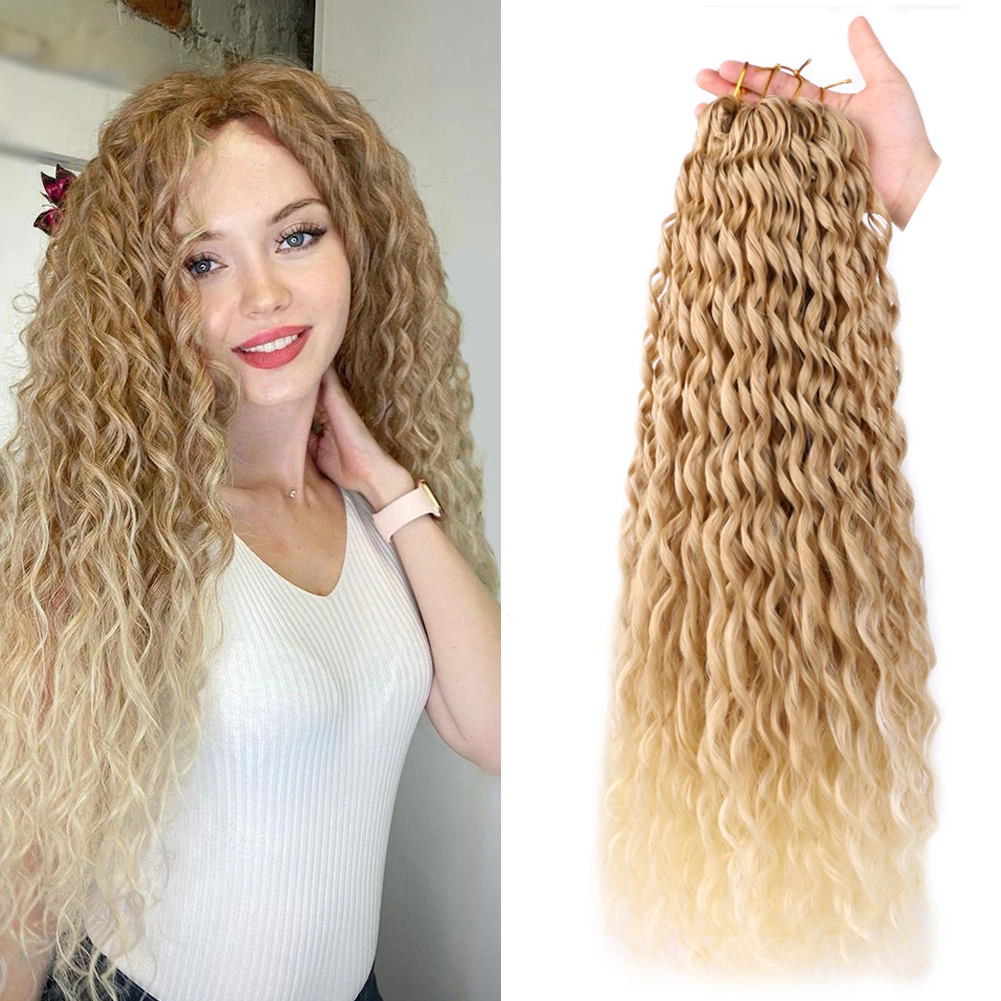 24 Inch Synthetic Crochet Hair Afro Curls Yaki Kinky Bulk Hair Soft Ombre Crochet Braiding Hair Extensions