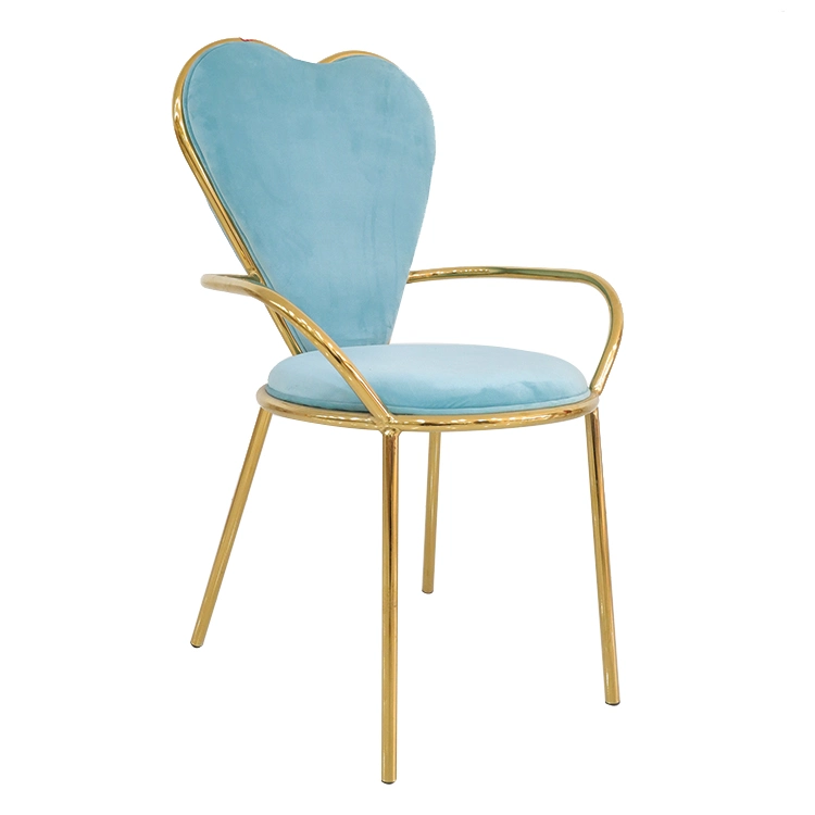 Wholesale/Supplier Home Furniture Hotel Restaurant Metal Frame Blue Velvet Fabric Wedding Chair