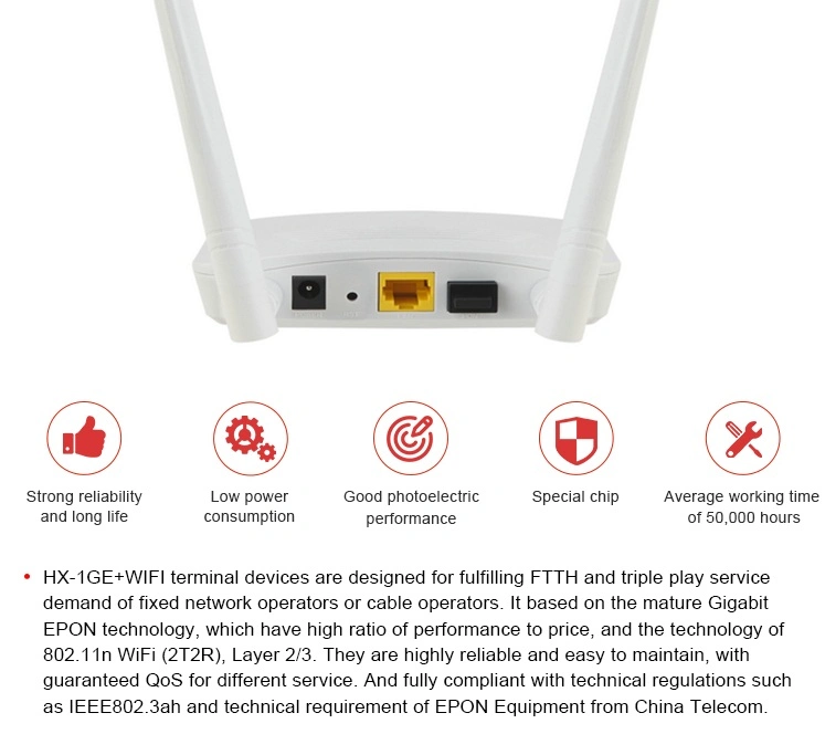 Routeur fibre optique FTTH équipement CATV Gepon Xpon GPON Epon Armoire convertisseur GE Fe WiFi ONU