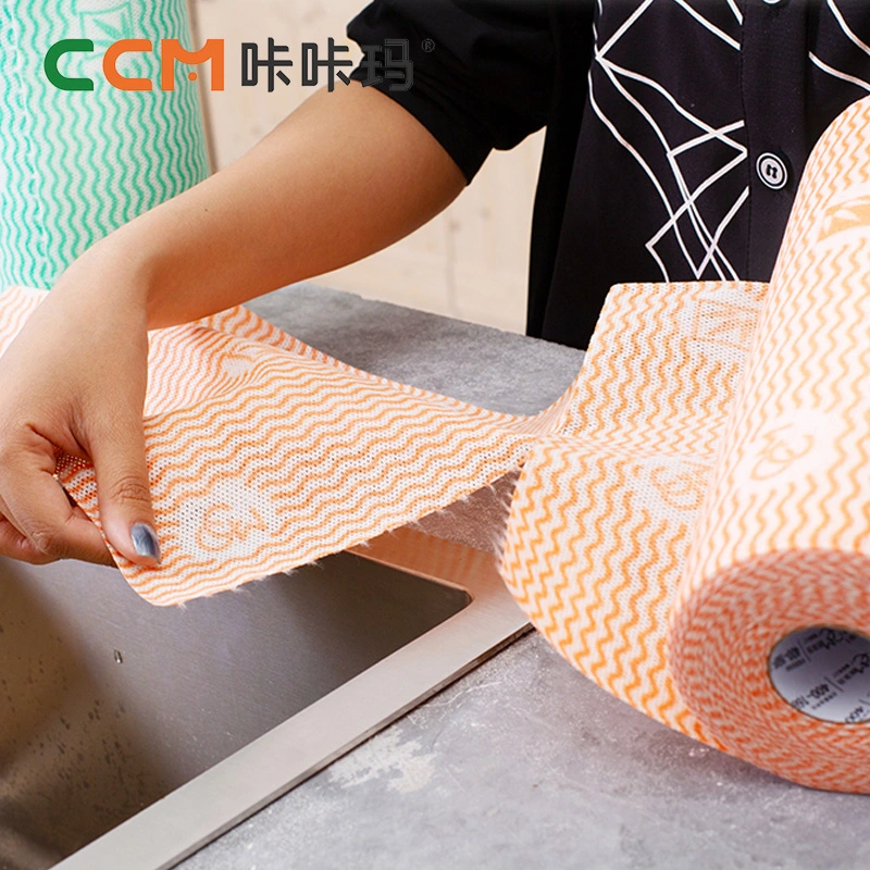 Non-Woven Fabric Hand Paper Towel Oil Absorption Sustainable Stocked Kitchen Cleaning Disposable 28PCS/Roll Dish Cloth