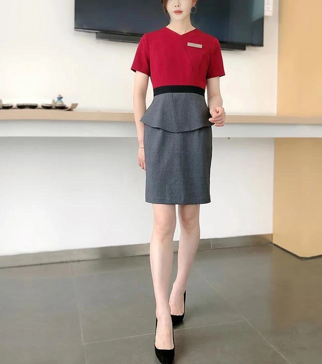 Workwear Professional Customized Red Spatunic Uniforms Beauty Salon Workwear Uniform for Star Hotel Clothing