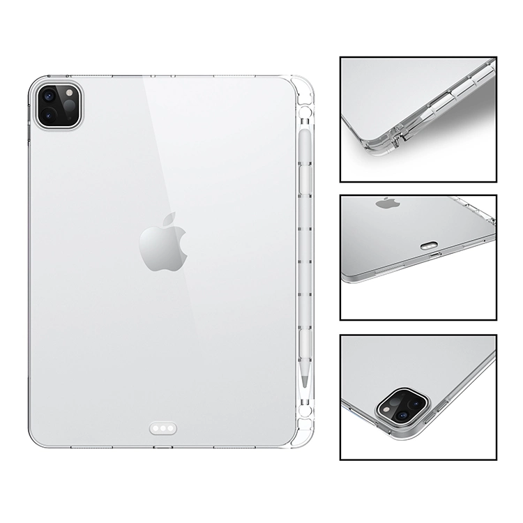 Slim Lightweight with Pencil Holder Clear Silicone Tablet Case for iPad PRO 12.9 Inch 6th Generation 2022 iPad 5th/4th/3rd Gen