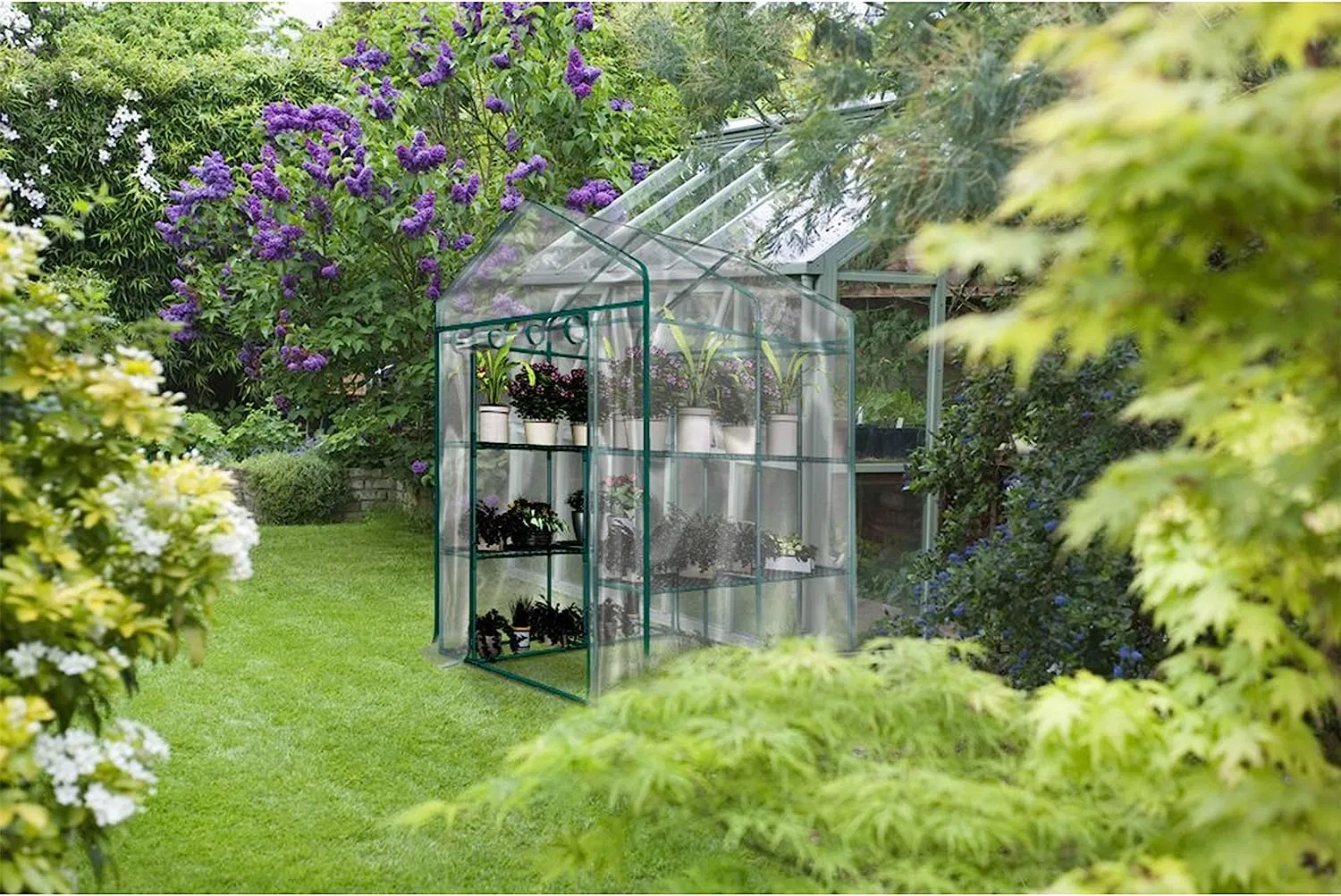 Greenhouse- Indoor Outdoor with 8 Sturdy Shelves-Grow Plants, Seedlings, Herbs, or Flowers in Any Season-Gardening Rack