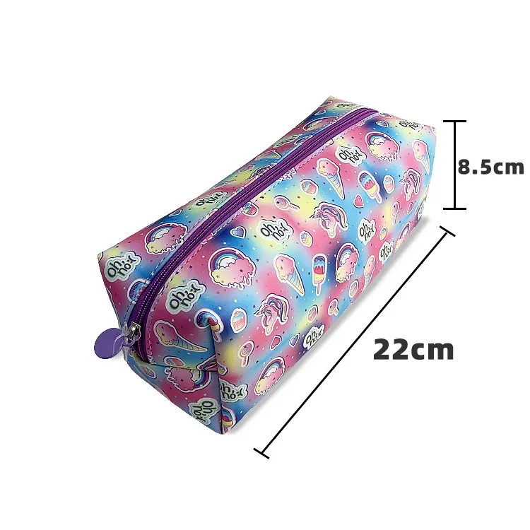 New Design Pink Ice Cream Pencil Bag High Quality PU Full Printing Pencil Box Student Colorful Pencil Case