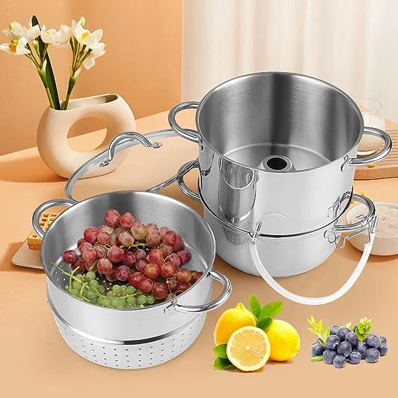 Stainless Steel Steamer Juicer Tri-Ply Full Body with Silicone Tube