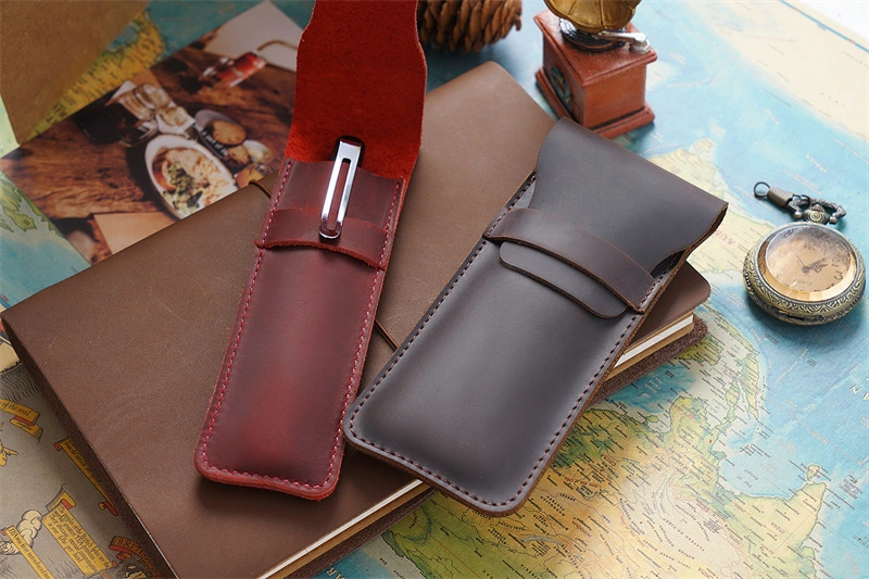 Leather Pen Bags Custom Pencil Pouch Zipper Stationery Pencil Case