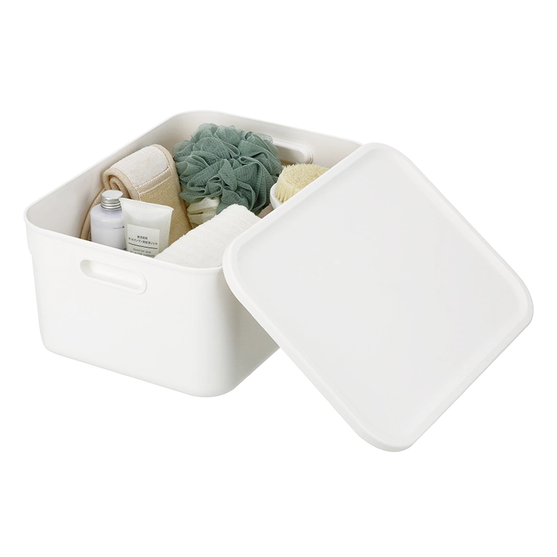 Household Plastic Storage Cotainer for Living Room Kitchen Utility Rooms White Stackable Plastic Storage Bin with Lids