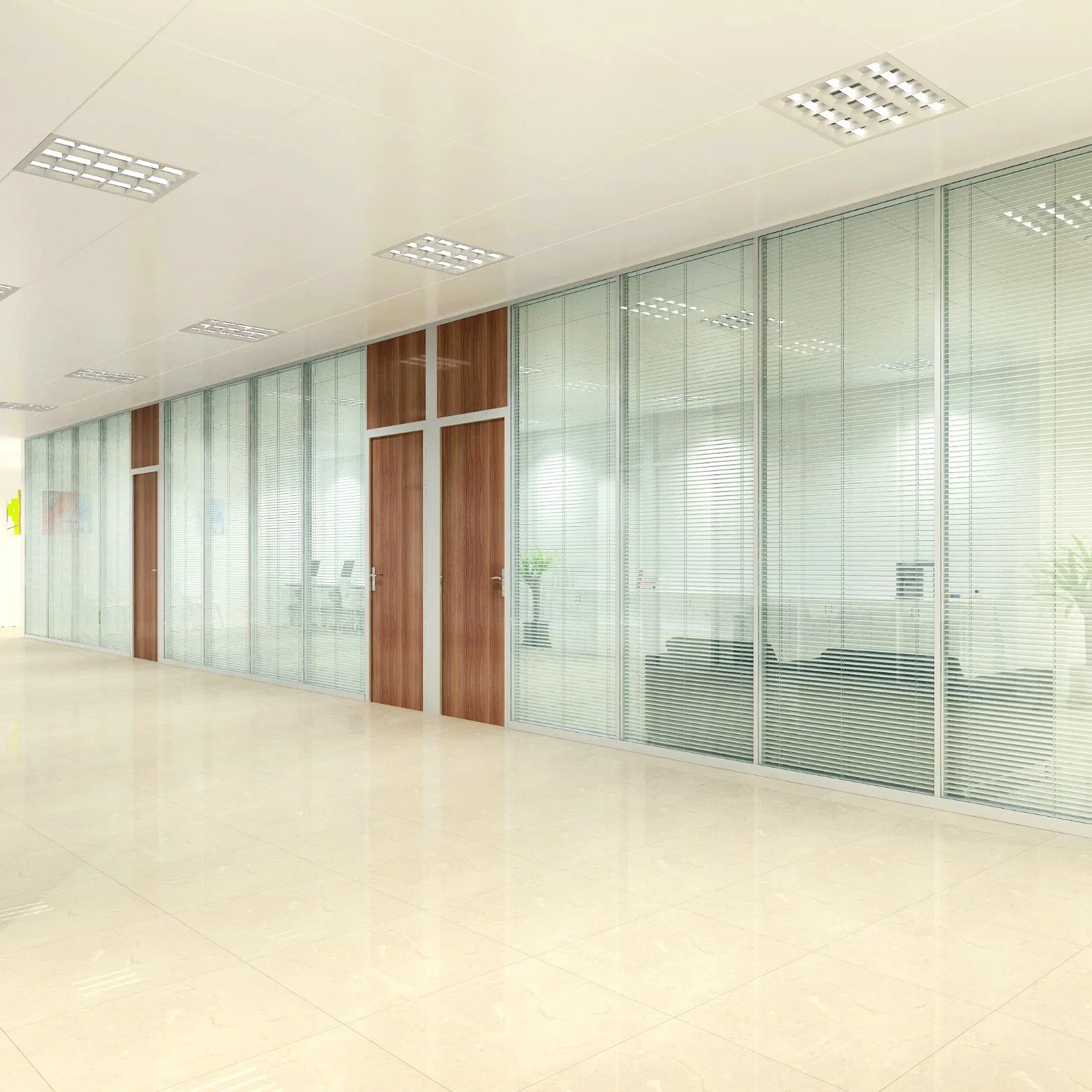 Shaneok Office Decoration Partition Glass Wall with Single or Double Glass with Blinds Aluminium Alloy Building Material