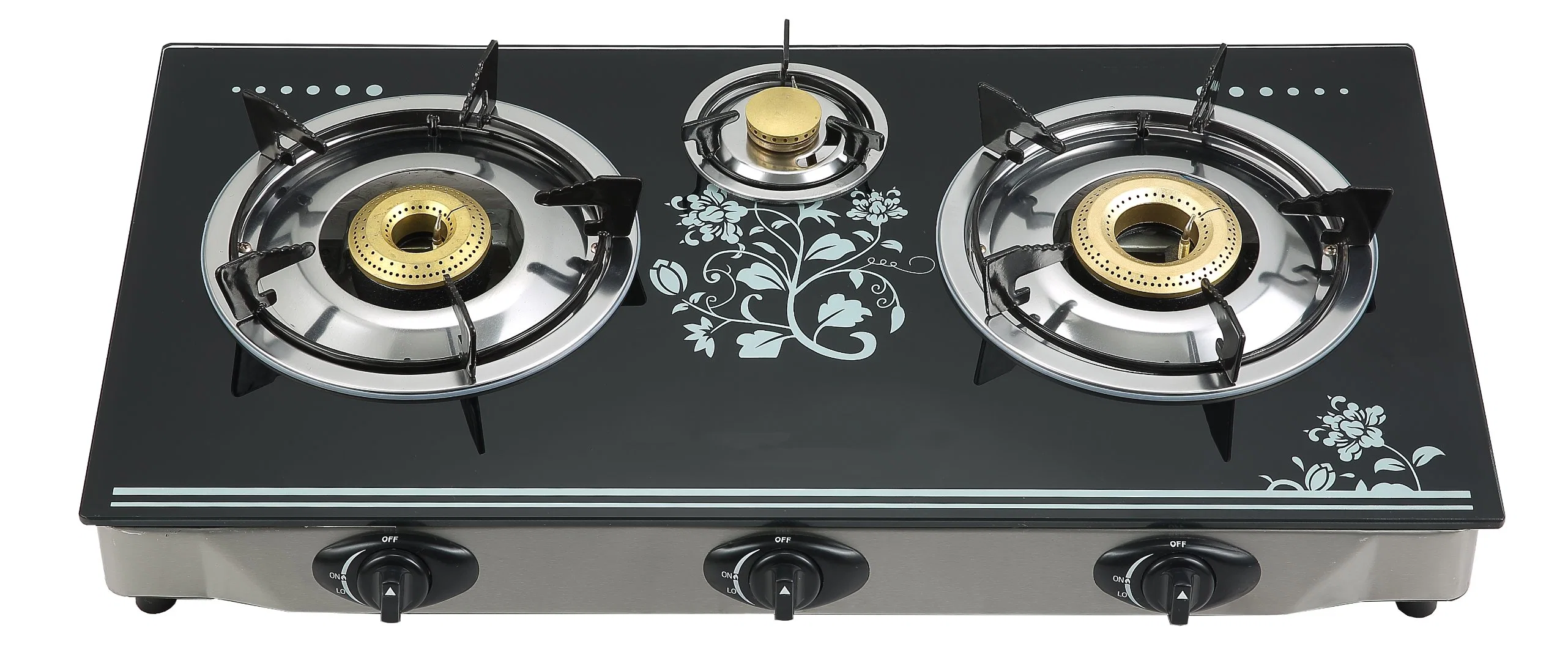 Automatic Ignition 3 Burner Glass Cookertop Table Gas Stove