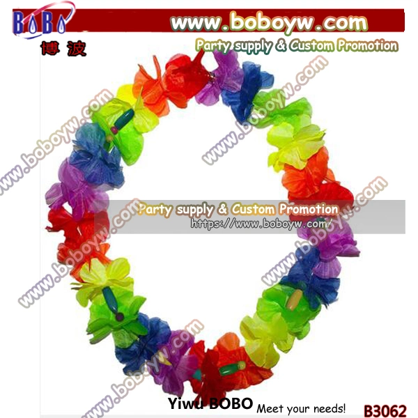 Décoration irlandaise LED tissu artificiel Hawaii Flower Leis Custtom Ensemble de bijoux ventilateurs produits (B3111)