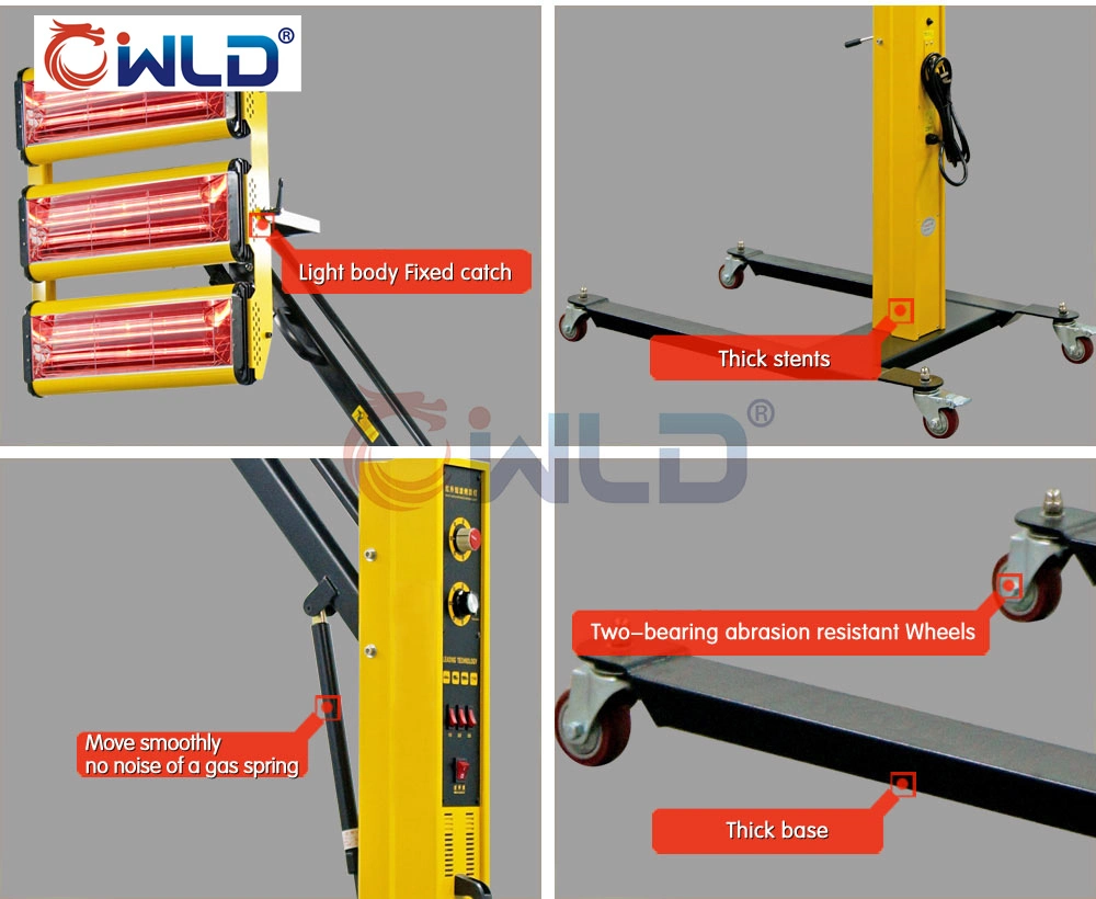 Wld Movable Lámpara de Infrarrojos Wld-3al Equipo de Cuidado de Coche la pintura de cocción calentador de infrarrojos de onda corta la luz de curado de pintura