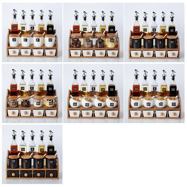 Glass Condiment Jar Spice Container Seasoning Box Set Kitchen Cruet Pot