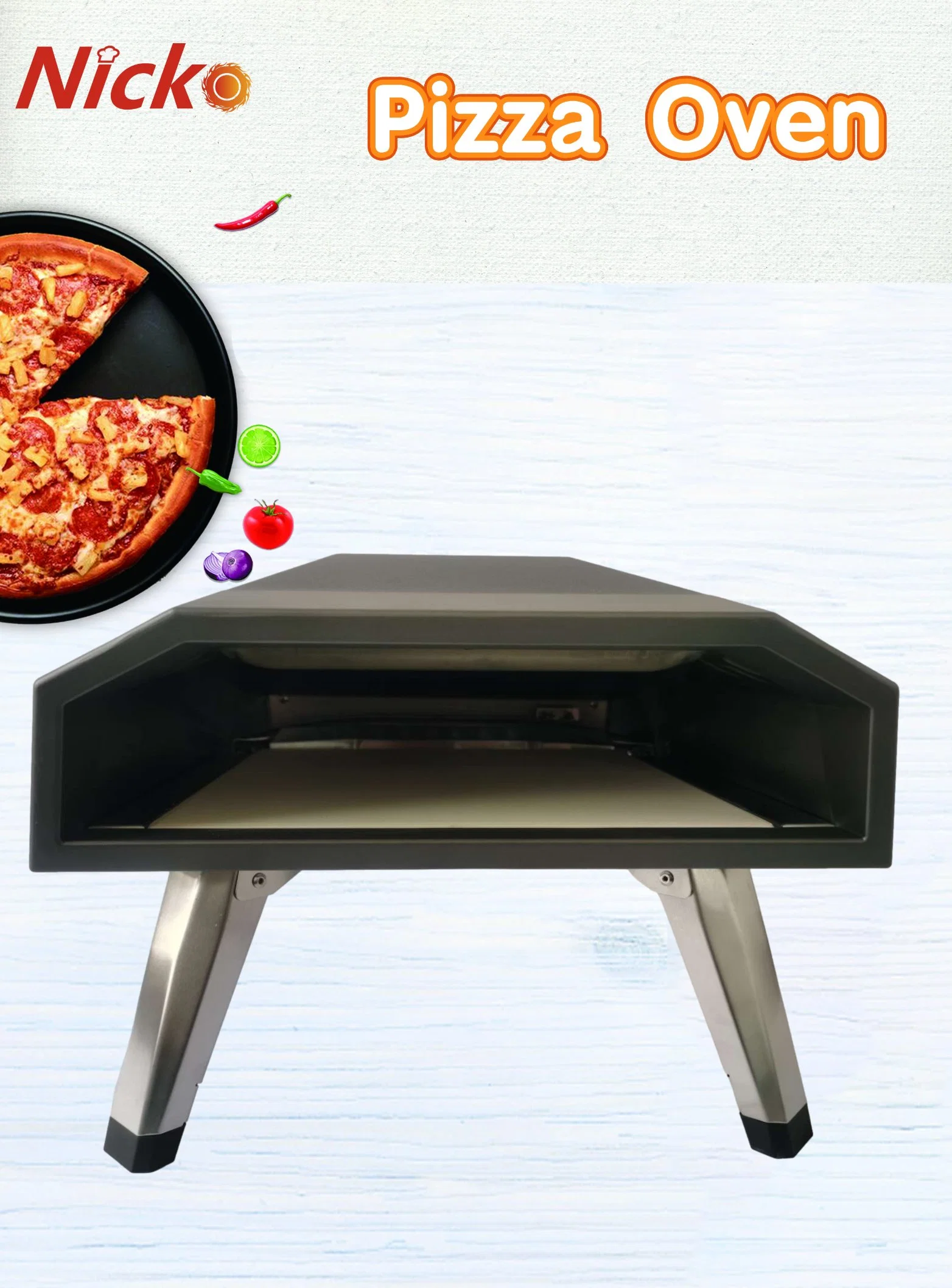 Outdoor BBQ Rotating Gas Portable Propane Bakery Machine Pizza Oven Baking 12 Inch Gas Oven Barbecue Grill